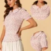 Allegra K Women's Peter Pan Collar Smocked Puff Short Sleeve Ruffle Floral Blouse -CUPSHE Store GUEST 00789df5 891f 4e88 87df 345e82f0695a