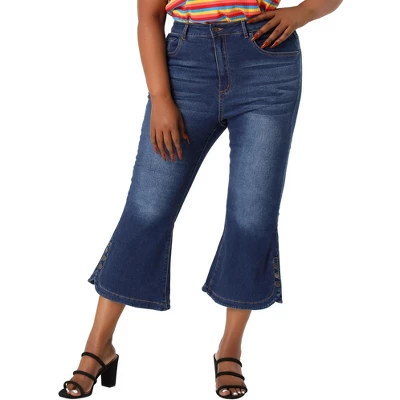 Agnes Orinda Plus Size Jeans For Women Side Slit Bootcut Button Decor Wide Leg Skinny Denim Pants 1 Agnes Orinda Plus Size Jeans For Women Side Slit Bootcut Button Decor Wide Leg Skinny Denim Pants