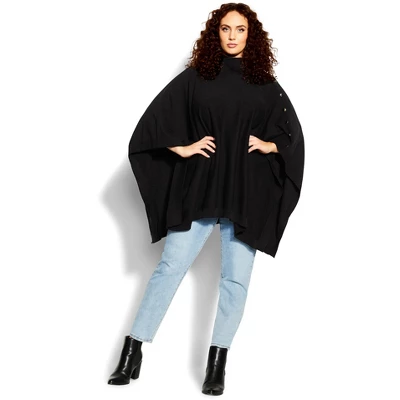 Women's Plus Size Emilia Cape - Black | CITY CHIC 3 Women's Plus Size Emilia Cape - Black | CITY CHIC - Image 3