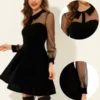 Allegra K Women's Sheer Mesh Panel Long Sleeve Fit And Flare Mini A-Line Dresses 13 Allegra K Women's Sheer Mesh Panel Long Sleeve Fit And Flare Mini A-Line Dresses -CUPSHE Store GUEST 03677046 c52a 4add bb5d c9865b785a47