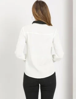 Allegra K Women's Vintage Button Down Contrast Peter Pan Collar Office Work Blouse -CUPSHE Store GUEST 046bb624 840b 4f38 8ce2 357238580a7e