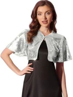 Allegra K Sequin Jacket For Women's Flared Sleeve Sparkly Bolero Crop Glitter Shrug -CUPSHE Store GUEST 04a5d378 641b 48c4 aa03 5e2d0dae17db