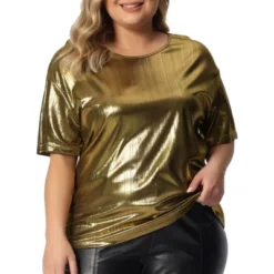 Agnes Orinda Women's Plus Size Metallic Holographic Concert Carival Party Blouse -CUPSHE Store GUEST 067da9cf 28ed 4e7b acd3 6974d838af95