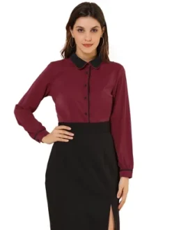 Allegra K Women's Vintage Button Down Contrast Peter Pan Collar Office Work Blouse -CUPSHE Store GUEST 06f96454 f432 4ba3 8367 23826cb40bbb