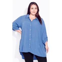Women's Plus Size Island Breeze Tunic - Delft Blue | EVANS -CUPSHE Store GUEST 09f98027 05b2 4bbe 9265 77c365c445f7