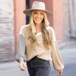 Women's Cooler Daze Colorblock V-Neck Sweater - Cupshe -CUPSHE Store GUEST 0b6e48fa 8994 49ae 8337 444fa0efba14