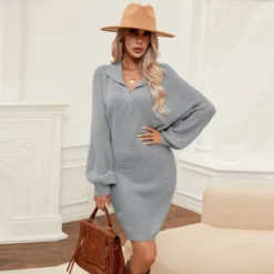Women's Chunky Knit V-Neck Collar Sweater Dress - Cupshe -CUPSHE Store GUEST 0c279726 2e83 4229 8971 a0d932cb4df9