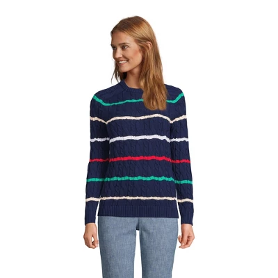 Lands' End Women's Cotton Cable Drifter Crewneck Sweater 3 Lands' End Women's Cotton Cable Drifter Crewneck Sweater - Image 3