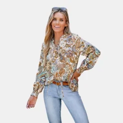 Women's Paisley Print Lace-Up Front Top - Cupshe -CUPSHE Store GUEST 11dab2bb d81a 492a aa16 6a36e78b914f