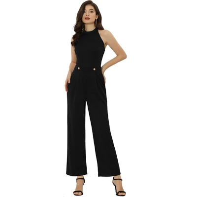 INSPIRE CHIC Women's Sleeveless Halter Wide Leg Pants Backless High Waist Jumpsuit 5 INSPIRE CHIC Women's Sleeveless Halter Wide Leg Pants Backless High Waist Jumpsuit - Image 5