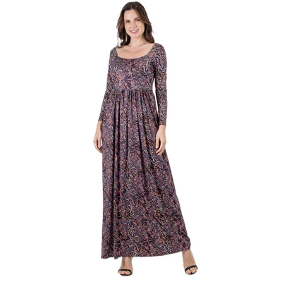 24seven Comfort Apparel Womens Fall Floral Long Sleeve Pleated Maxi Dress 4 24seven Comfort Apparel Womens Fall Floral Long Sleeve Pleated Maxi Dress - Image 4