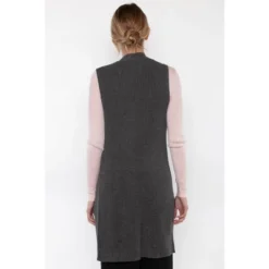 JENNIE LIU Womens 100% Pure Cashmere Sleeveless Cardigan Sweater Duster Vest