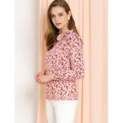 Allegra K Women's Bow Tie Neck Long Sleeve Floral Ruffled Blouse -CUPSHE Store GUEST 16eae0ed aaf5 414f 983b 06e33dec0354