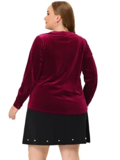 Agnes Orinda Plus Size Shirt For Women Velvet Top Long Sleeve V Neck Button Down Shirts -CUPSHE Store GUEST 1914f758 d78e 4234 933a 59348dbb1a64