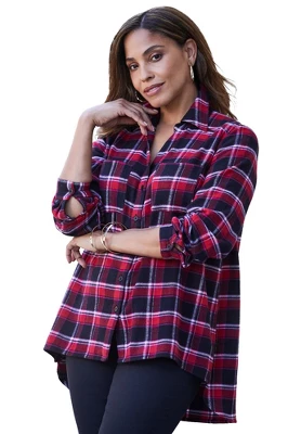 Jessica London Women’s Plus Size Long Sleeve Flannel Shirt 3 Jessica London Women’s Plus Size Long Sleeve Flannel Shirt - Image 3