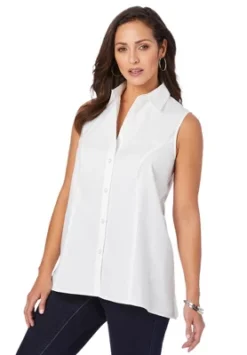 Jessica London Women’s Plus Size Poplin Sleeveless Shirt