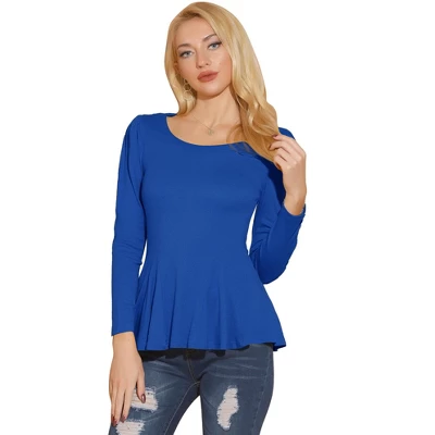 Allegra K Women's Long Sleeve Sleeves Scoop Neck Casual Peplum Shirt Top 8 Allegra K Women's Long Sleeve Sleeves Scoop Neck Casual Peplum Shirt Top - Image 8