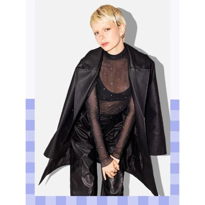 Women's Rhinestone Mesh Mock Turtleneck Top - Wild Fable™ 3 Women's Rhinestone Mesh Mock Turtleneck Top - Wild Fable™ - Image 3