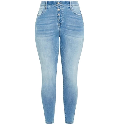 Women's Plus Size Serendipity Zip Jean - Indigo | AVENUE 2 Women's Plus Size Serendipity Zip Jean - Indigo | AVENUE - Image 2