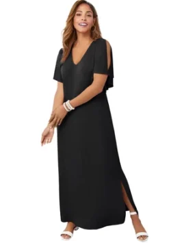Jessica London Women’s Plus Size Cold Shoulder Maxi Dress