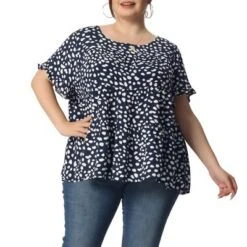 Agnes Orinda Women's Plus Size Peplum Babydoll Round Neck Flutter Sleeve Leopard Print Business Casual Blouse -CUPSHE Store GUEST 207aafce 23e5 4953 bb60 bafcc5305dfd