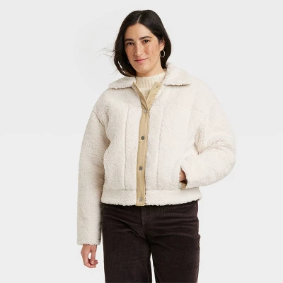 Women's Utility Faux Fur Jacket - Universal Thread™ White 3 Women's Utility Faux Fur Jacket - Universal Thread™ White - Image 3