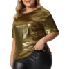 Agnes Orinda Women's Plus Size Metallic Holographic Concert Carival Party Blouse -CUPSHE Store GUEST 2860495e 9ca4 4b5c 9fd3 c2ceeb95b606