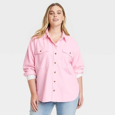 Women's Oversized Corduroy Long Sleeve Collared Button-Down Shirt - Universal Thread™ 4 Women's Oversized Corduroy Long Sleeve Collared Button-Down Shirt - Universal Thread™ - Image 4