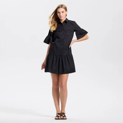 Women's Elbow Sleeve Poplin Mini Shirtdress - Universal Thread™ 1 Women's Elbow Sleeve Poplin Mini Shirtdress - Universal Thread™