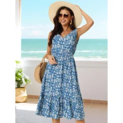 INSPIRE CHIC Women's Summer Boho Beach V Neck Sleeveless Floral Flowy Tiered Midi Dress With Pockets 2 Packs -CUPSHE Store GUEST 321f478c a0b3 46a0 85d0 6fdcec6024cc