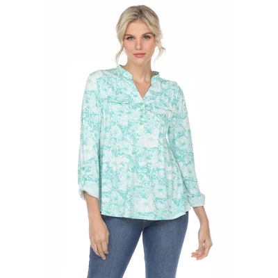 Women's Pleated Casual Floral Blouse - White Mark 6 Women's Pleated Casual Floral Blouse - White Mark - Image 6