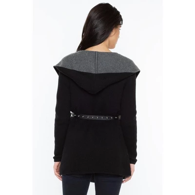 JENNIE LIU Women's 100% Pure Cashmere Long Sleeve 2-tone Double Face Cascade Open Cardigan Sweater 1 JENNIE LIU Women's 100% Pure Cashmere Long Sleeve 2-tone Double Face Cascade Open Cardigan Sweater