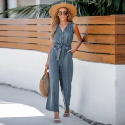 Women's Belted V-Neck Buttoned Jumpsuit - Cupshe 11 Women's Belted V-Neck Buttoned Jumpsuit - Cupshe -CUPSHE Store GUEST 34e855c6 7162 40d1 b65a 8f37af6b9a9f