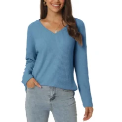 Seta T Women's V Neck Waffle Knit Long Sleeve Casual Tunic Blouses -CUPSHE Store GUEST 3564e19c 5a76 4f01 9475 77fcf063128d