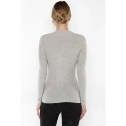 JENNIE LIU Tissue Weight 55% Silk 45% Cashmere Waffle-knit Long Sleeve Mock Funnel Neck Sweater