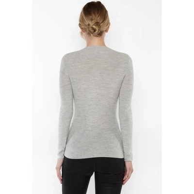 JENNIE LIU Tissue Weight 55% Silk 45% Cashmere Waffle-knit Long Sleeve Mock Funnel Neck Sweater 1 JENNIE LIU Tissue Weight 55% Silk 45% Cashmere Waffle-knit Long Sleeve Mock Funnel Neck Sweater