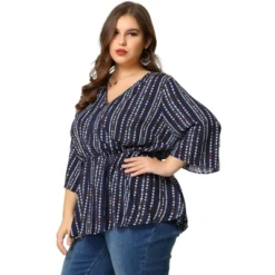 Agnes Orinda Women's Plus Size Peplum Fall V Neck Boho Striped Babydoll Blouses -CUPSHE Store GUEST 38b04122 3e6b 43b4 bd2b 2f0d1417b2a6