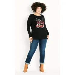 Women's Plus Size Lapland Sweater - Black | EVANS -CUPSHE Store GUEST 39096bad bcbc 45a0 8d9f fab71a092f84