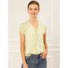 Allegra K Women's Floral Chiffon V Neck Ruffled Short Sleeve Shirts -CUPSHE Store GUEST 39e9855f 64ad 43fd 9884 57c80d91fb94