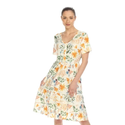 Women's Floral Short Sleeve Knee Length Dress 7 Women's Floral Short Sleeve Knee Length Dress - Image 7