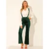 Allegra K Women's Velvet Wide Leg Retro Shiny Glitter Overalls Jumpsuits Pants