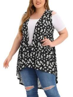 Agnes Orinda Women's Plus Size High Low Hem Skull Print Sleeveless Cardigans 11 Agnes Orinda Women's Plus Size High Low Hem Skull Print Sleeveless Cardigans -CUPSHE Store GUEST 3ef17337 b18b 4b83 808a 482c884df0cb