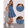 INSPIRE CHIC Women's Denim Ruffle Sleeve Crew Neck Mini Dresses