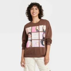 Women's Barbie Squares Cozy Graphic Sweatshirt - Brown -CUPSHE Store GUEST 4110e140 946e 4d15 ab97 92fc36a2a8de