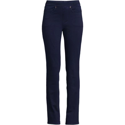 Lands' End Women's Starfish Mid Rise Pull On Knit Denim Straight Jeans 3 Lands' End Women's Starfish Mid Rise Pull On Knit Denim Straight Jeans - Image 3