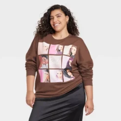 Women's Barbie Squares Cozy Graphic Sweatshirt - Brown -CUPSHE Store GUEST 44007bf7 c80d 4714 aacd 3090d9269a56