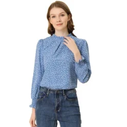 Allegra K Women's Smocked Cuffs Top Puff Sleeve Ruffled Neck Vintage Printed Blouses -CUPSHE Store GUEST 468d1673 9d22 4255 983f 625c7e30caab