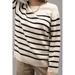 August Sky Women's Crew Neck Relaxed Fit Stripe Knit Sweater 9 August Sky Women's Crew Neck Relaxed Fit Stripe Knit Sweater -CUPSHE Store GUEST 4ad7a84e b24d 4adc b63c 7933635a7ec8
