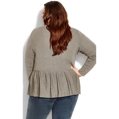 Women's Plus Size Zip Peplum Cardigan - Gray | AVENUE 1 Women's Plus Size Zip Peplum Cardigan - Gray | AVENUE