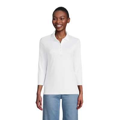 Lands' End Women's Tall Supima Cotton 3/4 Sleeve Polo Shirt 7 Lands' End Women's Tall Supima Cotton 3/4 Sleeve Polo Shirt - Image 7